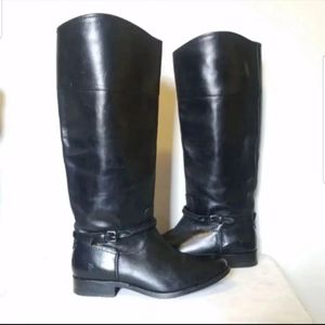 Frye 7 melissa seam tall black leather boots